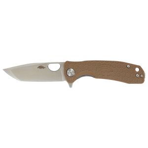 Navaja Honey Badger Large Tanto Tan 1322 con hoja de acero 8Cr13MoV de 9.2 cm y empuñadura de FRN de 11.8 cm
