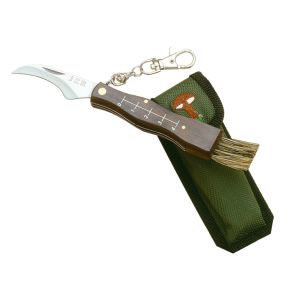 Navaja JKR 0031 con hoja de acero de 5,5 cm y empuñadura de madera con funda.