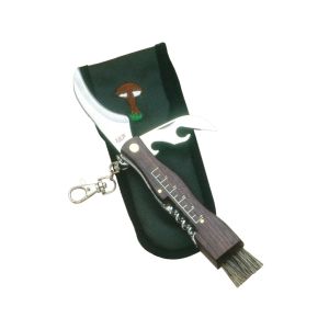 Navaja JKR 0089 con hoja de acero de 7 cm y empuñadura de madera con sacacorchos.