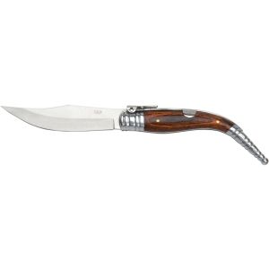 Navaja JKR 0241 con hoja de acero 420 de 9 cm y empuñadura de madera de 11 cm.