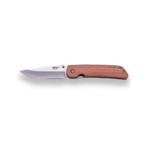 Navaja deportiva JKR 0658 con hoja de acero inoxidable de 8,5 cm y empuñadura de madera rosa.