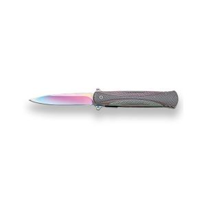 Navaja deportiva JKR 683 con hoja de acero 3Cr13MoV de 8,5 cm y empuñadura de acero inoxidable.