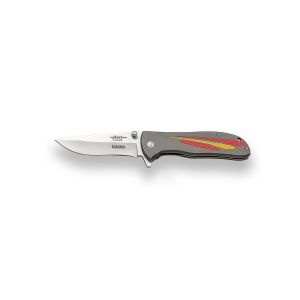 Navaja deportiva JKR 697 con hoja de acero 3Cr13MoV de 7,5 cm y empuñadura de aluminio.