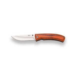 Navaja deportiva JKR 714 con hoja de acero 3Cr13MoV de 8,3 cm y empuñadura de madera prensada.