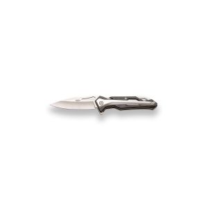 Navaja deportiva JKR 730 con hoja de acero 3Cr13MoV de 8,5 cm y empuñadura de aluminio y acero inoxidable.