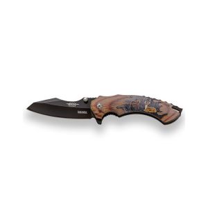 Navaja deportiva JKR 0736 con hoja de acero 3Cr13MoV de 8,5 cm y empuñadura de ABS.