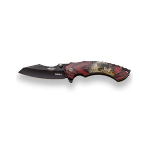 Navaja deportiva JKR 737 con hoja de acero 3Cr13MoV de 8,5 cm y empuñadura de ABS.