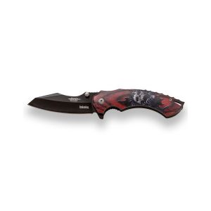Navaja deportiva JKR 738 con hoja de acero 3Cr13MoV de 8,5 cm y empuñadura de ABS.