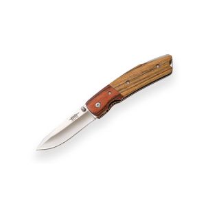 Navaja JKR 789 con hoja de acero 3Cr13MoV de 7,5 cm y empuñadura de madera de Zebrano.