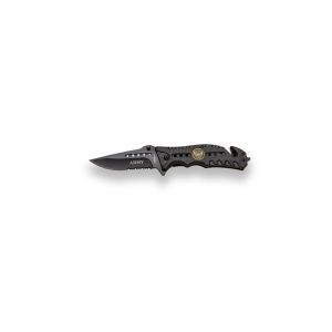 Navaja de rescate JKR 823 con hoja de acero 3Cr13MoV de 7 cm y empuñadura de aluminio.