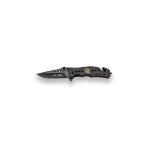 Navaja de rescate JKR 824 con hoja de acero 3Cr13MoV de 8,8 cm y empuñadura de aluminio.
