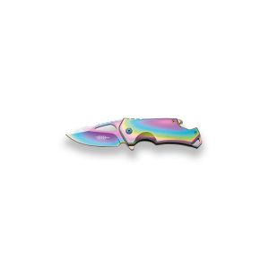 Navaja deportiva JKR 835 con hoja de acero 3Cr13MoV de 7 cm y empuñadura de acero inox.