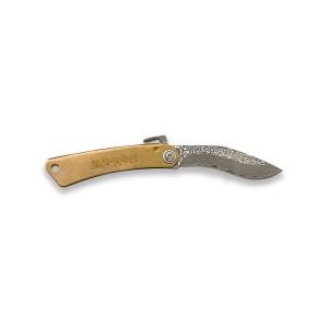 Navaja JKR 0897 con hoja de acero Damasco de 7 cm y empuñadura de latón.
