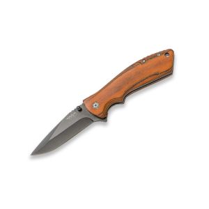 Navaja JKR 0900 con hoja de acero 3Cr13MoV de 8 cm y empuñadura de madera.