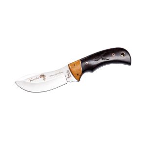 Muela Cuchillo de caza lujo KUDU con hoja de acero Sandvik 14c28 de 10 cm y empuñadura de granadillo.