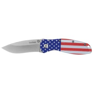 Navaja Kershaw Blur bandera USA 1670USA con hoja de acero 14C28N de 8.6 cm y empuñadura de Aluminio/Trac-Tec de 11.4 cm