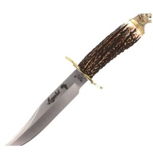 Muela Cuchillo de Caza BIG FIVE LEOPARD LEOPARD-16BF con hoja de acero inox MoVa de 16 cm y empuñadura de asta de ciervo de 13 cm
