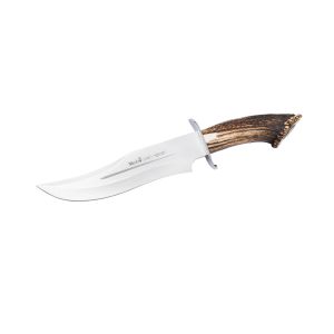 Muela Cuchillo de caza LOBO-23S hoja de acero inoxidable MoVa de 23 cm y empuñadura de asta de ciervo.