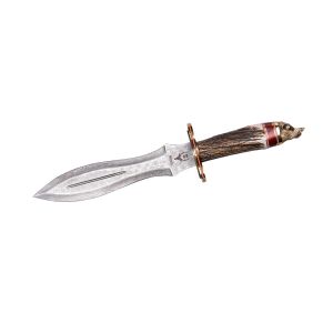 Muela Cuchillo de Lujo Lupus LUPUS-25DAM.C hoja de acero damasco de 25 cm y empuñadura de asta de ciervo con rosewood.
