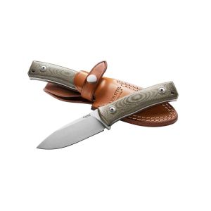 Cuchillo italiano LIONSTEEL M4 CVG con hoja de acero M390 de 9,5 cm y empuñadura de micarta canvas verde de 11 cm