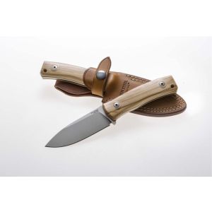 Cuchillo italiano LIONSTEEL M4 UL con hoja de acero M390 de 9,5 cm y empuñadura de madera de olivo de 11 cm