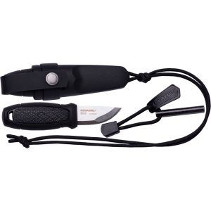 Set de cuchillo Morakniv Eldris Kit Negro con hoja de acero 12C27 (inox) de 5.9 cm y empuñadura de Polímero de 8.4 cm