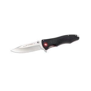 Compra aquí tu Navaja Muela PANZER-10BM con hoja de acero D2 de 10 cm y empuñadura de micarta de 13 cm en color negro, ¡Somos su tienda en Albacete!