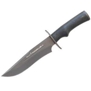 Compra aquí tu Cuchillo Muela PARABELLUM-17N on hoja de acero MOVA de 17 cm y empuñadura de micarta negra con virola de acero de 11,5 cm, ¡Somos su tienda en Albacete!