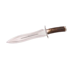 Muela Cuchillo PODENQUERO-A hoja de acero MoVa de 26 cm y empuñadura de asta de ciervo.