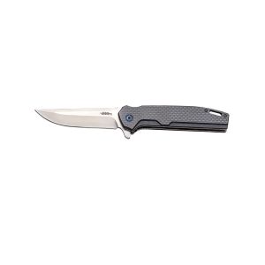 Navaja deportiva JKR PRO 10.002 con hoja de acero D2 de 8,5 cm y empuñadura de Fibra de carbono y G-10 de 11,5 cm.