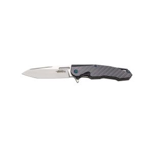 Navaja deportiva JKR PRO 10.004 con hoja de acero D2 de 9 cm y empuñadura de Fibra de carbono y G-10 de 11 cm.