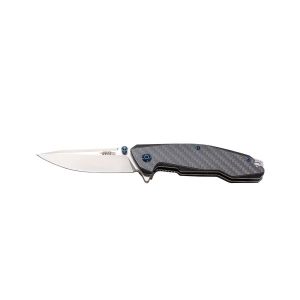 Navaja deportiva JKR PRO 10.007 con hoja de acero D2 de 8 cm y empuñadura de Fibra de carbono y G-10 de 11,3 cm.