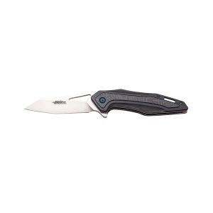 Navaja deportiva JKR PRO 10.010 con hoja de acero D2 de 8 cm y empuñadura de Fibra de carbono y G-10 de 11,3 cm.