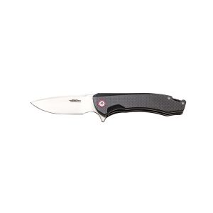 Navaja deportiva JKR PRO 10.013 con hoja de acero D2 de 8,3 cm y empuñadura de Fibra de carbono y G-10 de 11,7 cm.
