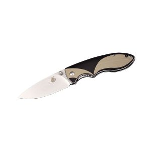 Navaja QSP PIGLET G-10 QS112-A Negro/Tan con hoja de acero SANDVIK 14C28N de 7,9 cm y empuñadura de G-10 de 10,2 cm