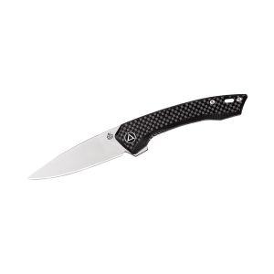 Navaja QSP LEOPARD CARBON FIBER QS135-A Negro con hoja de acero SANDVIK 14C28N de 7,7 cm y empuñadura de fibra de carbono con insertos en G-10 de 10,8 cm