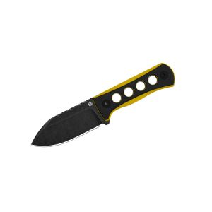 Cuchillo QSP CANARY G-10 STW Negro QS141-A2 Negro/Amarillo con hoja de acero 14C28N, Lavado a la piedra en negro de 6,3 cm y empuñadura de G-10 negro/amarillo de 7 cm