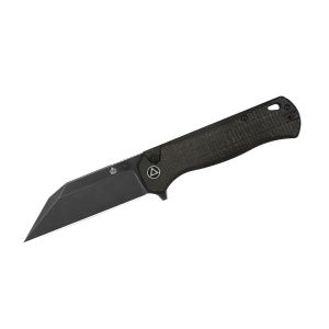 Navaja QSP SWORDFISH Micarta Negro STW QS149-C2 Dark Marrón con hoja de acero 14C28N Negro Stonewash de 9,2 cm y empuñadura de Micarta marrón de 11,4 cm