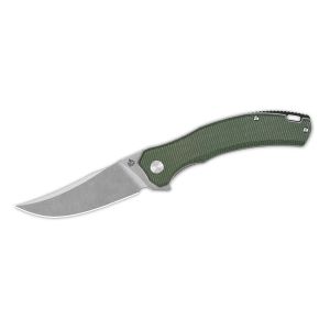 Navaja QSP WALRUS Micarta STW QS151-C1 Verde con hoja de acero D2, lavado a la piedra de 8,6 cm y empuñadura de Micarta verde de 12 cm