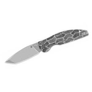 Navaja QSP TURTLE PUNK G-10 STW QS158-B1 Negro/Blanco con hoja de acero 14C28N, lavado a la piedra de 8,8 cm y empuñadura de G-10 negro/blanco de 11,5 cm