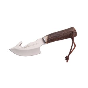 Muela Cuchillo de caza RACCOON-8A con hoja de acero inoxidable MoVa de 8 cm y empuñadura de asta de ciervo.