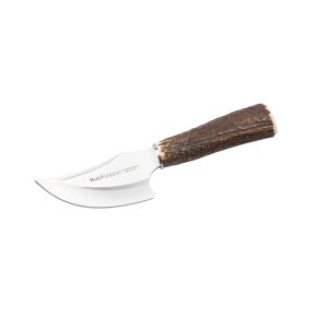 Muela Cuchillo de caza SABUESO-11A con hoja de acero inoxidable MoVa de 11 cm y empuñadura de asta de ciervo de 11 cm.