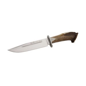 Muela Cuchillo de caza SARRIO-19S hoja de acero inoxidable MoVa de 19 cm y empuñadura de roseta de ciervo.