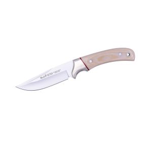 Muela Cuchillo SETTER-11B hoja de acero MoVa de 11 cm y empuñadura de micarta blanca.