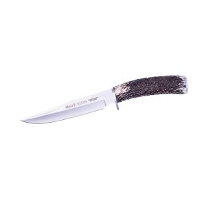 Muela Cuchillo de caza TEJON-16 hoja de acero inoxidable MoVa de 16 cm y empuñadura de asta de ciervo.
