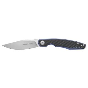 Navaja Viper Belone BLFC V5970BLFC con hoja de acero Bohler M390 Microclean de 8,5 cm y empuñadura de Titanio anodizado azul con cobertura de fibra de carbono de 11,5 cm