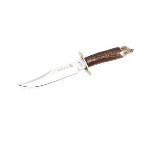 Muela Cuchillo WILD BOAR-16A hoja de acero MoVa de 16 cm y empuñadura de asta de ciervo.