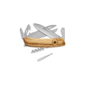 Navaja multiusos suiza Swiza D07 Allmatt - Roble con hoja de acero 440C de 75.cm. Bloqueo por liner-lock con botón y doce usos diferentes