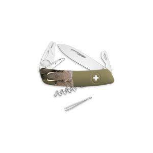 Navaja multiusos suiza Swiza TT03 Tick Tool, Elefante con hoja de acero 440C de 75.cm. Bloqueo por liner-lock con botón y once usos diferentes