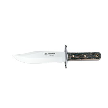Cuchillo Cudeman 107-C hoja de acero inoxidable MoVa de 20 cm, empuñadura de asta de ciervo de 13 cm